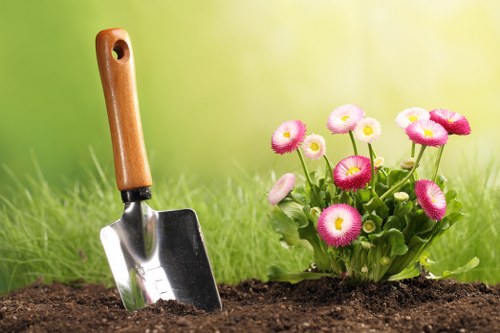 Seasonal plants arranged in Wanstead landscaped garden